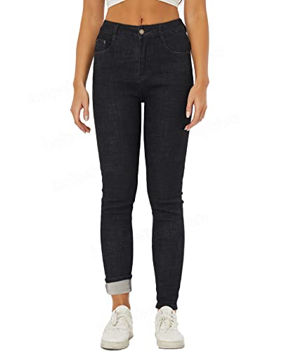Heipeiwa Womens Winter Jeans Fleece Lined Thick Skinny Denim Pants Slim Stretch Warm Jeggings Black #TOP2