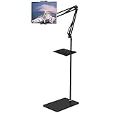 タブレットスタンド タブレット アームスタンド 寝ながら 360度回転 高さ調節 折り畳み式 フレキシブルアーム 根元強化 下垂防止 スマホスタンド 4.5〜12.9インチ for iPad Pro 、iPad 、Kindle Fire 、N-Switch、android surface、iPhone X多機種対応 (ブラック（小物置き付）)