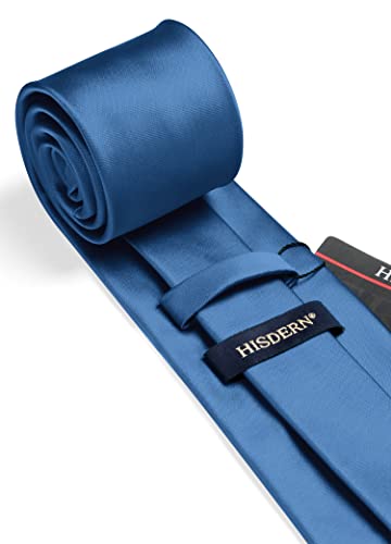 Image of HISDERN Mens Solid Color Ties Formal Satin Necktie and Pocket Square Set Classic Wedding Business Tie & Handkerchief