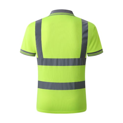 Image of High Visibility Reflective Safety Shirts for Men Women Hi Vis Viz Protective Safety Workwear Polo T Shirt with Pockets for Construction Meet ANSI Class 2(ST191-Yellow-3XL)