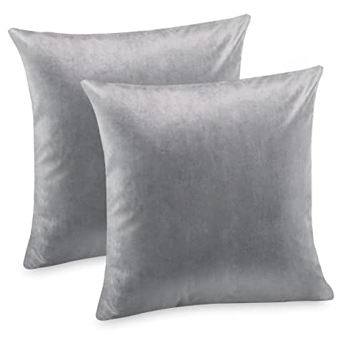 Homewit 2er Set Kissenbezug 45x45 Grau, Kissenbezug Samt Doppelpack Kissenhülle Cover