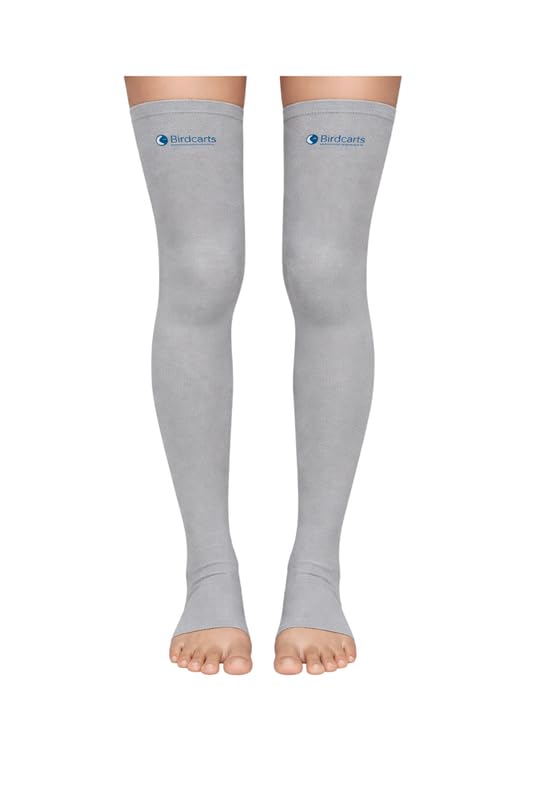 Knee-Length Compression Stockings (1 Pair) for Men & Women | Support Socks for Varicose Veins, Swelling & Leg Fatigue Relief | Cotton, Polyester & Lycra Blend | Grey-image-38