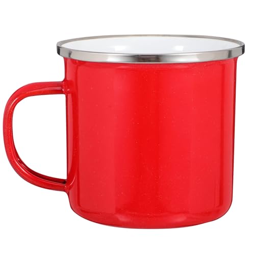 BRIGHTFUFU Stainless Steel Rim Enamel Cup 500ml Vintage Tea Mug Office Hot Drink Cup Insulated Beverage Mug