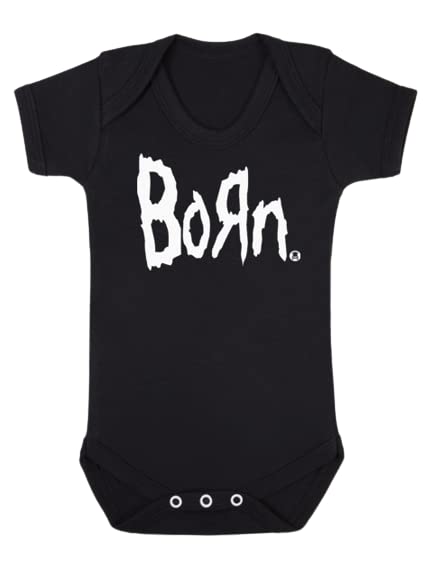 Baby Moo's Body pour bébé BORN Nu-Metal | Body musical pour bébé, idée cadeau rock n roll, Noir , 6 mois