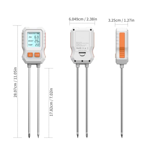 Image of HASTHIP Soil Moisture Meter, PH Meters Professional Soil Meter for Agriculture 3 in 1 Sensor Kit with Moisture PH Testing Inspection LCD Display