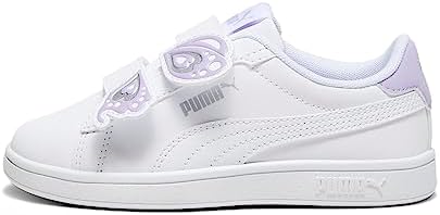 PUMA Smash 3.0 Hook and Loop Sneaker, Butterfly White-Vivid Violet Silver, 11.5 US Unisex Little Kid | Image 6