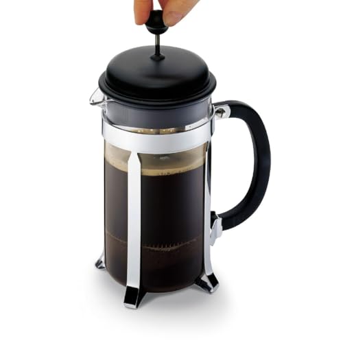 Foto von Bodum Caffettiera French Press Schwarz – 1L / 8 Tassen Kaffeebereiter – Hitzebeständiges Glas – Edelstahlfilter – BPA-frei & spülmaschinenfest – Hergestellt in Portugal