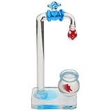 jojofuny Decoración de Acuario con pecera de Peces Dorados: Grifo de Agua Flotante con Figura de pecera de Cristal, Ideal para Decorar acuarios de Escritorio.