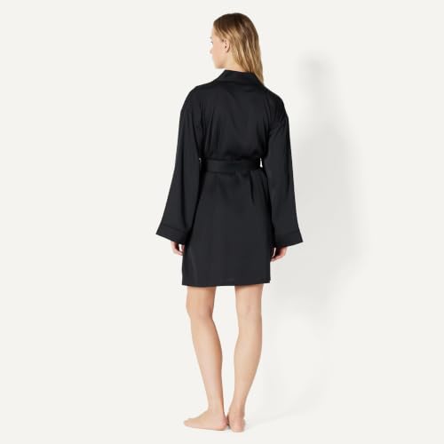 Amazon Essentials Women's Relaxed-Fit Satin Sleep Robe, Black, Medium - image 3