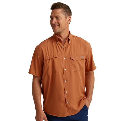 Image of HUK Men's Tide Point Kc Scott Original Artwork Short Sleeve Shirt, Fishing Button Down