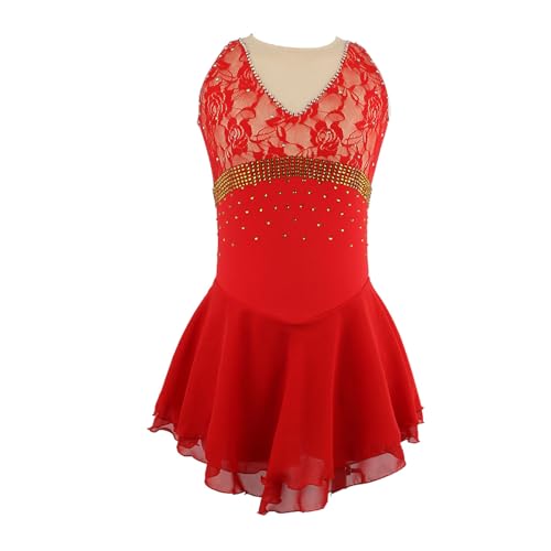 Vestido De Patinação Artística Feminino, Adulto Competição Desempenho Sem Mangas Em Torno Do Pescoço