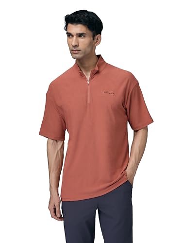 Image of TECHNOSPORT Men's Regular Fit Self Design High Neck Active Out T-Shirt for Casual Wear, Gym and Sports