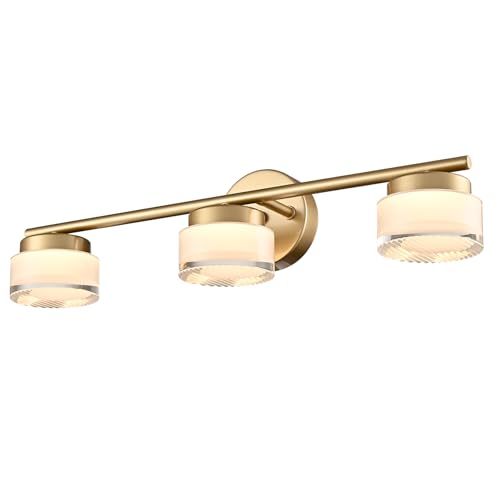 Image of DAYCENT 3-Light Gold LED Bathroom Vanity Light Fixtures