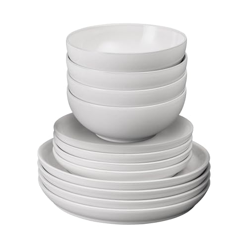 Denby Elements Stone White Coupé Geschirr-Set, 12-teilig