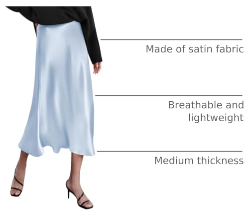 Image of Zeagoo Skirts for Women High Waist Skirt Elegant Midi Skirt Satin