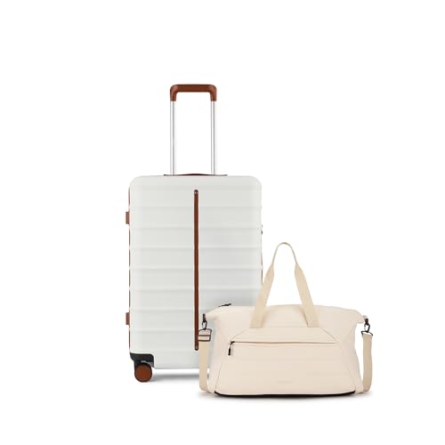 Image of Assembly 20 Inches Cabin Luggage for Flight Travel with TSA Lock and dust Cover and Premium Duffle Bag with Adjustable Shoulder Starp | 45L + 40L | White | Odyssey