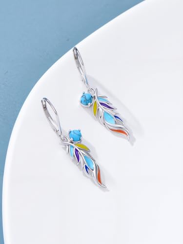 YYB Turquoise Dangle Earrings for Women 925 Sterling Silver Western Teardrop Bohemian Drop Earrings Christmas Gift for women3