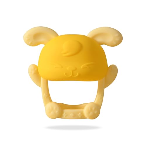 Image of Bembika Baby Teether Toys Bunny Shape, Baby Teether Silicone, Baby Teether Keys for Teething -(Yellow).