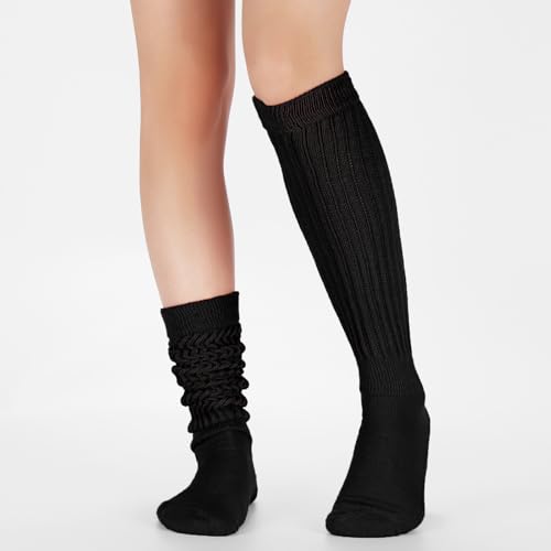 Image of Forwe 3 Pairs Slouch Socks for Women Size 9-11 Soft Extra Long Scrunch Knee High Boot Socks
