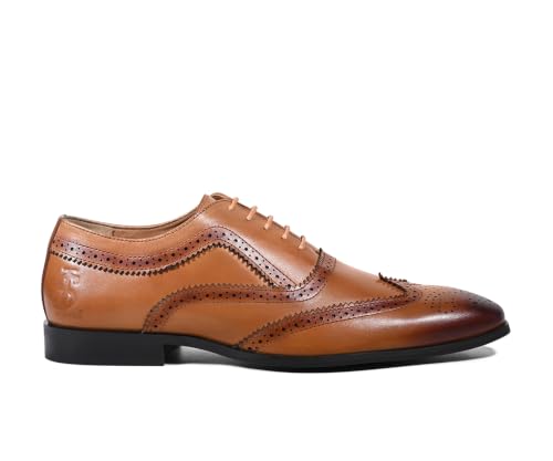 Image of LOUIS STITCH Men's Italian Crust Leather Brogue Shoes| Formal Lace-Up Shoes for Men | Perfect for Business, Formal & Parties | LSVX-EUBG