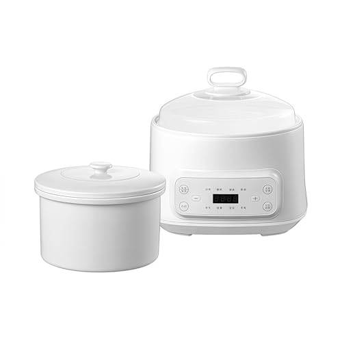 Bxzzuis 3L 全自動分離型シチューポット 自動予約煮込み鍋 、簡単調理 お手入れ簡単 、 1台8役 自動メニュー 焼き付き防止 調理鍋用電気シチューポットコンパクト なべ 一人暮らし (3L 大型磁器膀胱)
