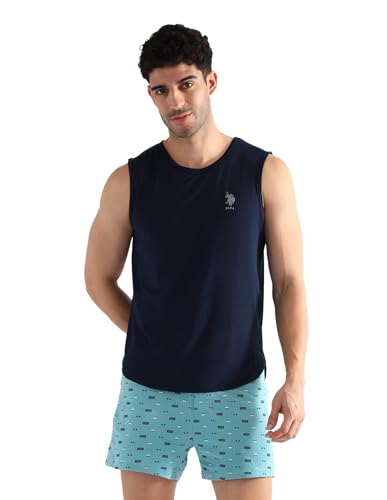 Image of U.S. Polo ASSN. Mens OEV07 Solid Cotton Gym Vest - Pack of 1