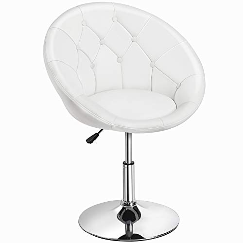 YAHEETECH Adjustable Modern Round Tufted Back Chair Tilt Swivel Chair Vanity Chair Barstool