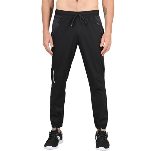 Image of TECHNOSPORT Mens Woven Regular Fit Activewear Joggers for Running, Gym, Sports and Regular Use Stretchable, Colorblock and Antimicrobial