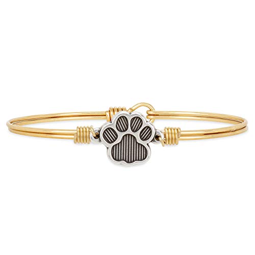 Luca + Danni | Paw Print Bangle Bracelet For Women - Brass Tone Size Petite Made in USA