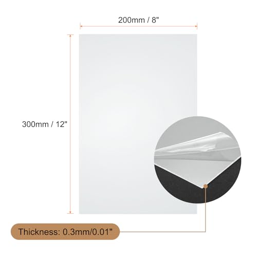 Image of HARFINGTON 10pcs Clear Plastic Sheets 12 inch x 8 inch x 0.01 inch Transparent Flexible PVC Sheet Panels with Protective Paper for Signs DIY Display Projects Craft Picture Frames Painting