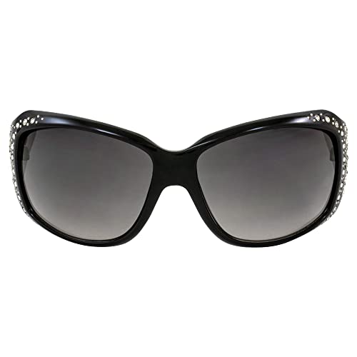 Rodeo Queen Angel Women’s Fashion Sunglasses Black Frame w/Bling Rhinestones & Smoke Gradient Lens2