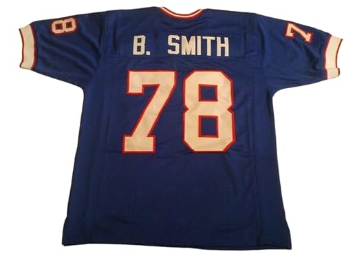 Bruce Smith Custom Jersey Stitched Blue Football New No Brand/Logos (US, Alpha, 3X-Large, Regular, Regular, Blue)