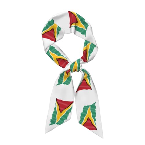 Flag of Guyana Women'S Luxury Satin Silk Scarf for Hair Neck Purse - Soft Lightweight Sun Protection Bandana Accessory with Glossy Finish for Summer Handbag Decoration