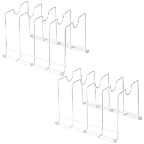 QIWODE Kitchen Cupboard Organiser [2 Pack], Baking Tray & Chopping Board Rack - Pan Holder Storage Cover