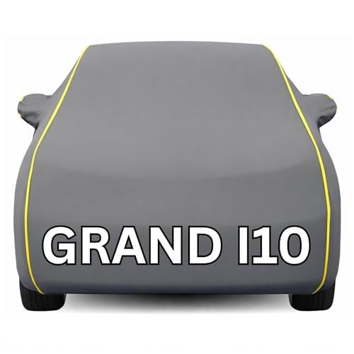Image of Kayme Premium Grey Grand i10 Car Cover Waterproof for (All Models & Variants - Petrol, Diesel, CNG & EV) |Speacially Custom Fit with Mirror Pockets |All-Weather Protection - Outdoor Car Body Cover