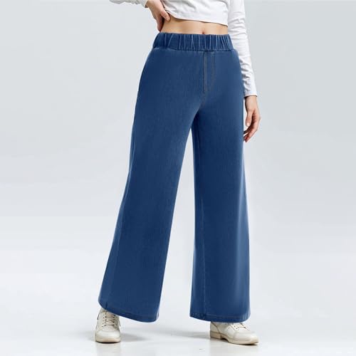 fanmpghleoo Wide Leg Jeans Woman Elastic Waist Pull On Baggy Jeans Summer Casual Lightweight Denim Pants Loose Cowgirl Pants3