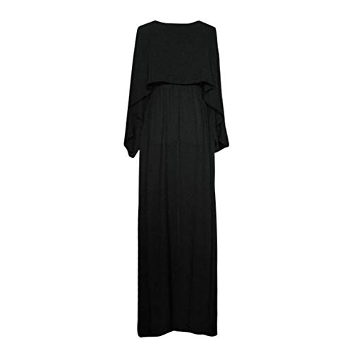 VECDY Musulmana Vestidos Largos, Suelta Color Empalme Musulmán Abaya Dubai Turquia Maxi Vestido Islámica Árabe Kaftan Dubai para Las Mujeres Ropa Vestidos De Rayón Suelta(Negro,XXL)