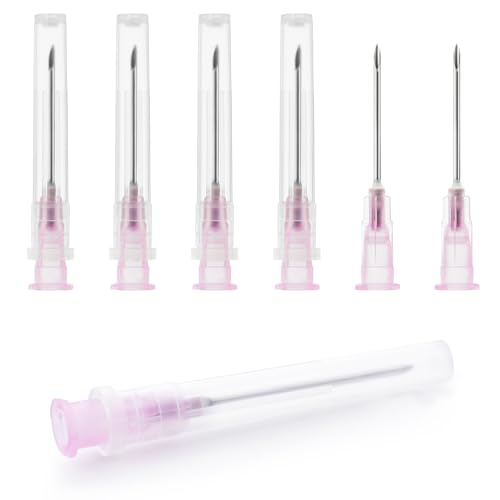 18 Gauge 1 Inch Needles with Caps, Disposable Luer Lock Needle for Scientific and Lab Dispensing Individually Wrapped, Box of 100