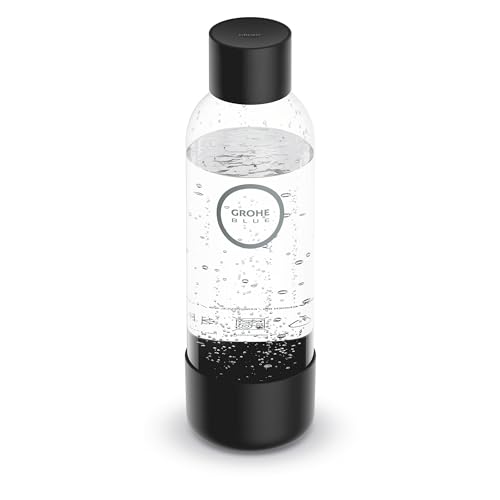 GROHE Blue Fizz, Wasserflasche (Fassungsvermögen: 850ml, nicht spülmaschinenfest, Bajonettverschluss, kompatibel mit dem GROHE Blue Fizz Wassersprudler), schwarz, 41250K00