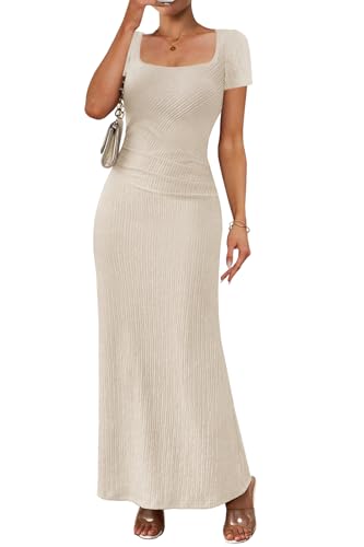 MITILLY Summer Formal Wedding Guest Dress Short Sleeve Elegant Ru...