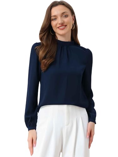 Camisa de gasa fluida con elegante diseño de cuello falso para entorno corporativo