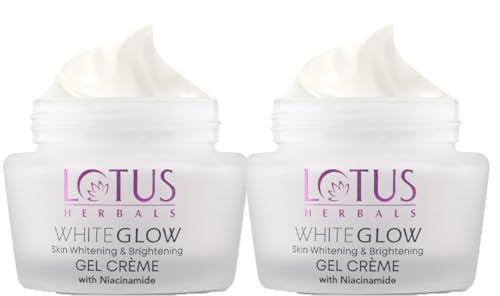 Image of Lotus Herbals WhiteGlow Skin Whitening And Brightening Gel Cream| Hydrates, Removes Dark Spots And Tanning, Gives Radiant Glow | With Niacinamide | Face Cream For Men And Women| All Skin Types | 40g (Pack of 2)