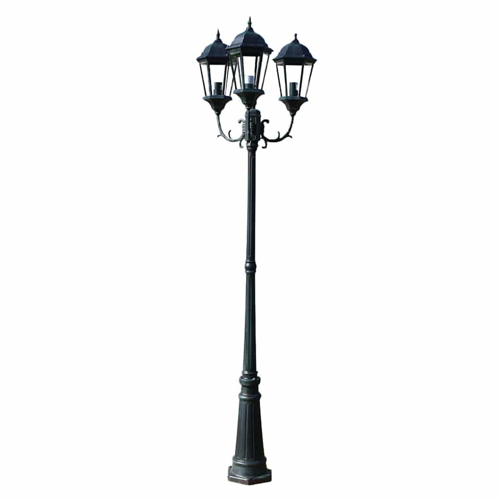 Latarnia ogrodowa 3 Ramiona 230 cm Aluminium Czarny