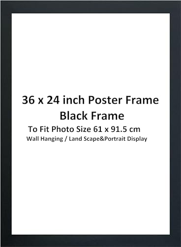 DECORO 36x24inch (91.5x61) cm Black Photo Frame Black Wood Finish Maxi Poster Frame Picture Poster Frame Portrait and Landscape Display Picture Frames