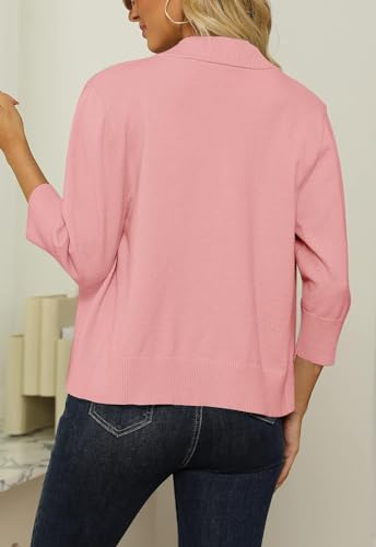 Image of Womens 3 /4 Sleeve Cropped Cardigan Sweater Fashion Cardigans Lightweight Knit Sweaters