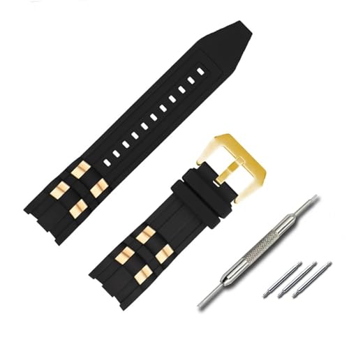 LDDAL Rubber Watch Band Compatible with 26mm Invicta Pro diver Watch Model 6981, 6983, 6985, 6995 Replacement for Man Women, gold buckle, One Size
