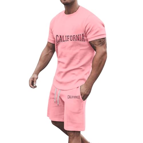 Tuta Uomo Cotone Leggero Completo Casual Sportiva Tute Due Pezzi T Shirt E Pantaloncini Estivo Complete Casa Estivi Moda Offerta Completini Ginnastica Completino Palestra Jogging Allenamento