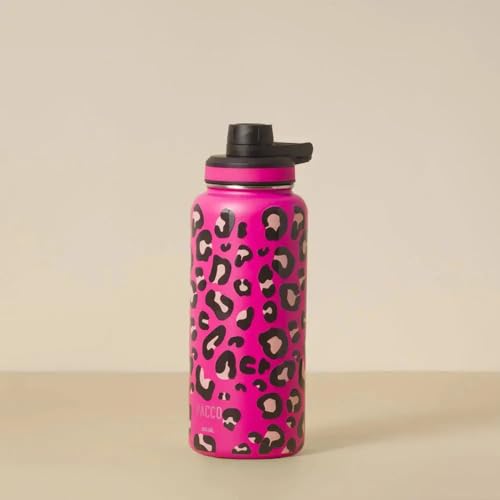 PACCO Garrafa Térmica Hydra V2 950ml (LEOPARD PINK) Aço inoxidável 18/10 Até 24h gelada ou até 12h quente
