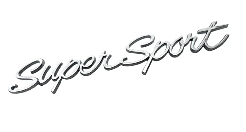 Image of Pair Script Super Sport Front 3D Badge Emblem Replacement for Chevy Impala SS 1965 1966 (Chrome)