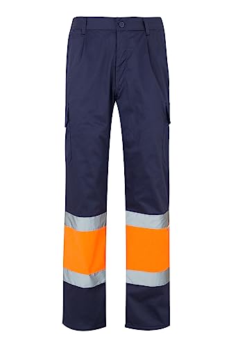 Velilla 157 - Pantalon Haute visibilite (taille M) couleur bleu foncé et orange fluor